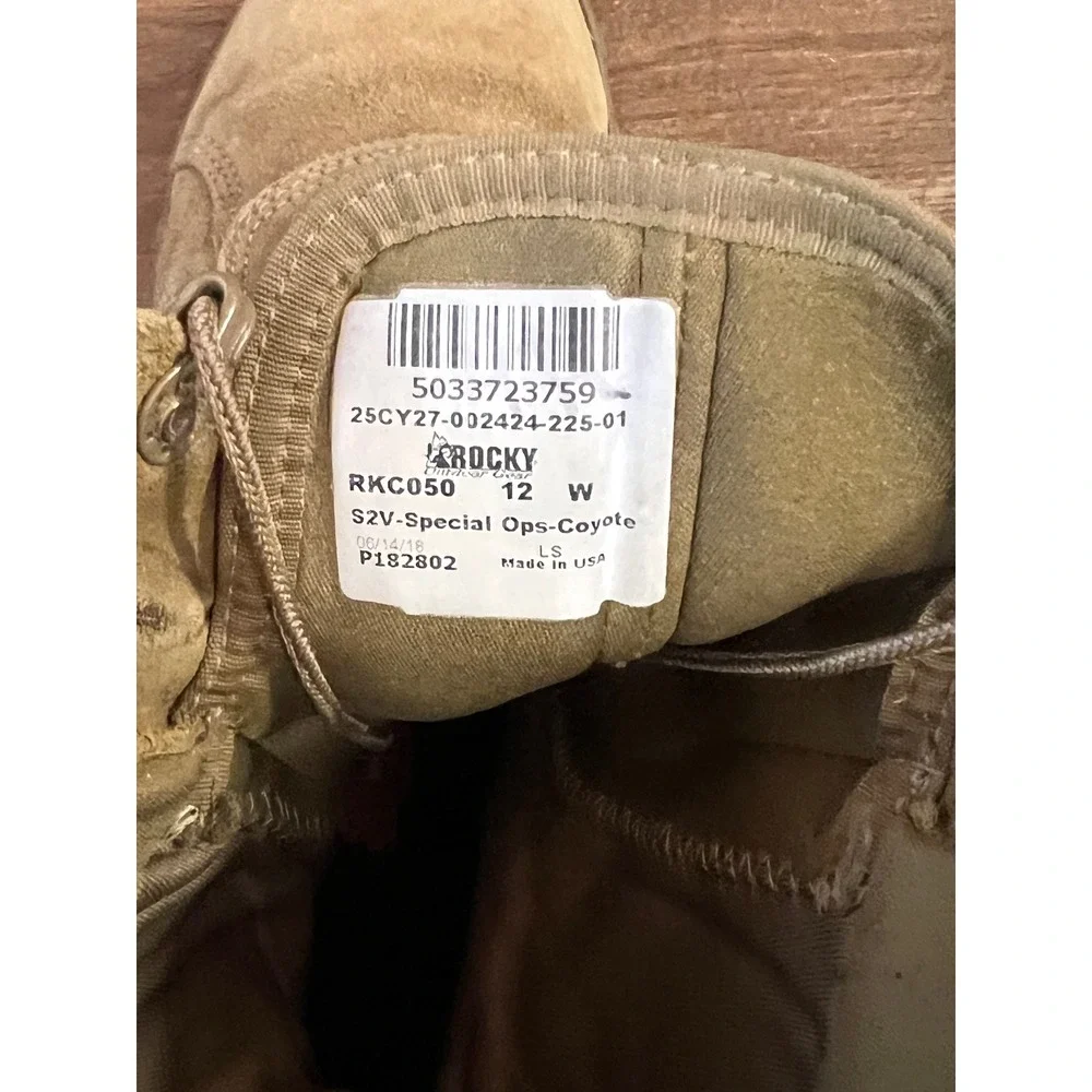 Rocky S2V Special Ops Coyote Tactical Boots RKC050 Mens 12 W Vibram Sole USA